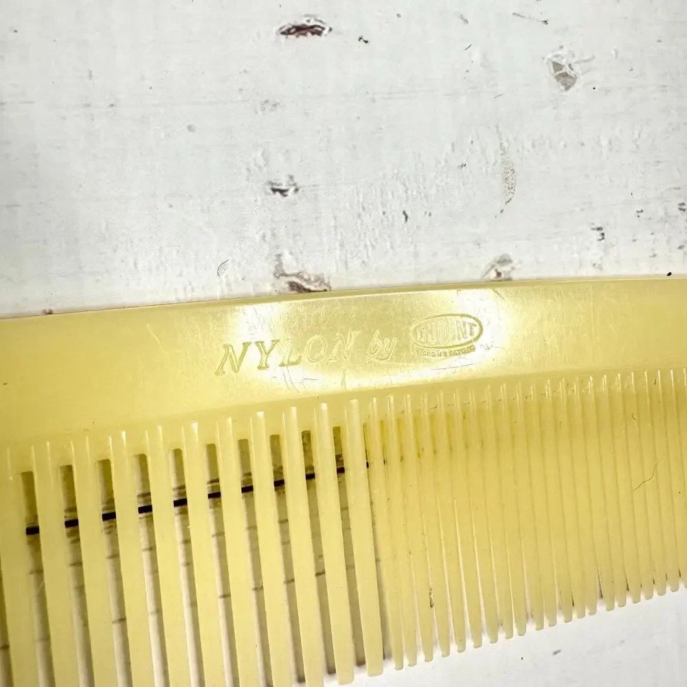 Vtg Hair Brush & Comb Nylon Stanley Dupont Cream 5 Row Bristle Half Round USA